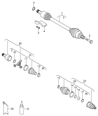 1K0407271DE-Swing shaft with cv joint