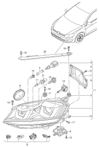 L5GG941031-Headlamp, for gas discharge bulb: