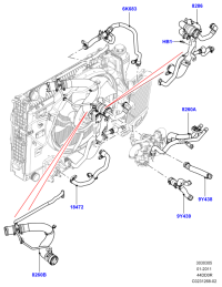 LR022660-RADIATOR HOSE W124/E200/E220
