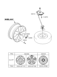 628502P000-CARRIER ASSY, SPARE WHEEL