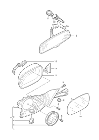 4L0857536L-Mirror glass with support (convex), * can automatically prevent glare