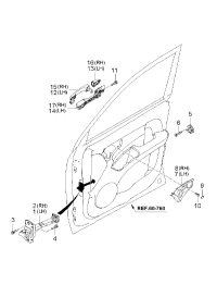 826111F010WK-HOUSING-FR DR I/S HDL,LH