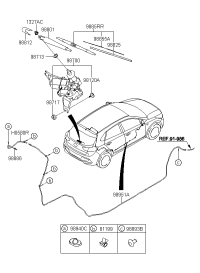 98811F9000-Arm assy., rr. wiper