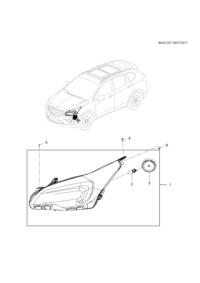 84285930-Headlamp, (high fitting-CCC lh) (incl 2-3)