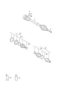 5QE407271B-Swing shaft with cv joint