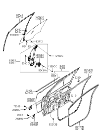 821201E000XU-Weatherstrip, front door frame, rh