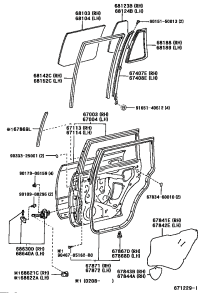 6811360260-Glass sub-assy, rear door, rh