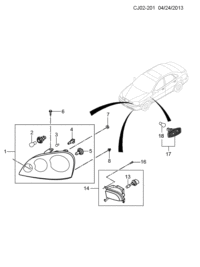 9067979-Head lamp, (incl 2-5)