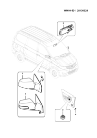 24564528-Mirror assy-outside rr view, rh