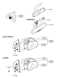 851012E000-MIRROR ASSY-RR VIEW INSIDE