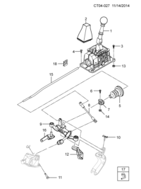 96447659-Manual transmission control (w/shift mode) (incl. 2,15, 17)