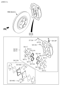 58180B1A10-CALIPER KIT-FR BRAKE,LH