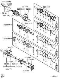 3815A182-JOINT & SHAFT K,FR AXLE,RH