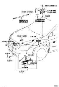 5344006120-Support assy, hood, rh