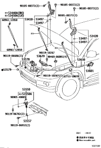 5344069095-Support assy, hood, rh