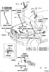 5344069145-SUPPORT ASSY, HOOD, RH