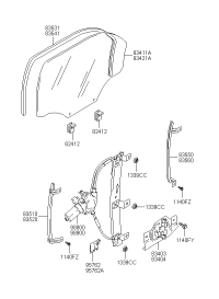 834033B010-REGULATOR ASSY-RR DR P/WDO LH