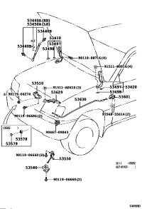 5344069035-Support assy, hood, rh