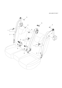 42469693-Retractor, rear seat belt (incl. 4)