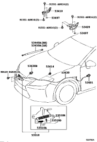 5341033290-HINGE ASSY, HOOD, RH