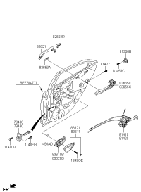 81420H7020-LATCH ASSY-RR DR RH