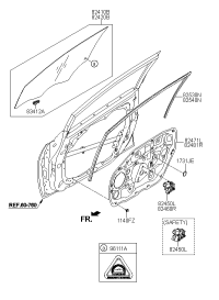 82410B5500-GLASS ASSY DR F SLH