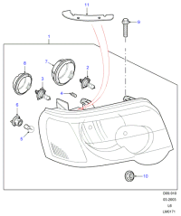 XBC500960-Head lamp & flasher assy
