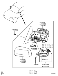 7632A480-COVER,DOOR MIRROR,OTR RH