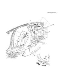 23442452-Garnish, center pillar, upper (incl. 16,18, 22,25, 27)