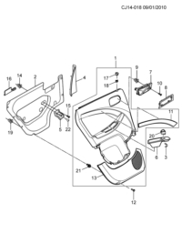9019535-Garnish assy-rr dr (incl. 11,13, 17,18, 21)