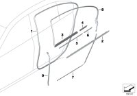 51357185239-Seal, rear door outer guide, rh/lh