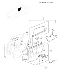 9019443-Cap, r. rr. door inside handle bolt