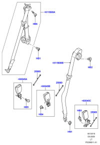 LR016451-S/BELT ASSY-RR CLR 3PT LH
