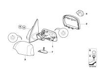51167039909-Heated outside mirror without glass lh