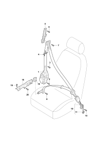 4KG857705A-Three-point seatbelt with auto unit and seat belt tensioner