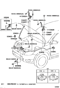 5342042060-HINGE ASSY HOOD LH