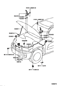 5342042030-HINGE ASSY HOOD LH