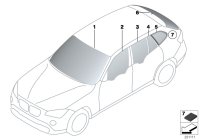 51332458060-Glass of green door of side window of rh