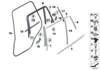 51227205745-Seal, rear door outer guide, rh/lh