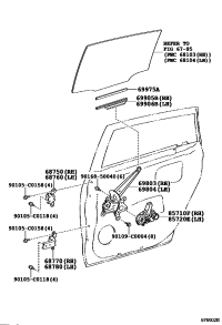 698030F030-REGULATOR SUB-ASSY, REAR DOOR WINDOW, RH