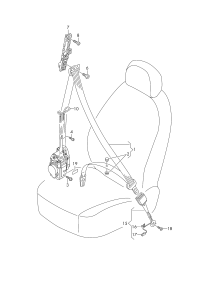 L8WD857755BMNB-S/belt lock w/warning contact satin black/traffic red