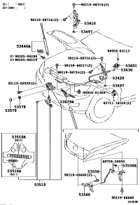 5344049145-Support assy, hood, rh