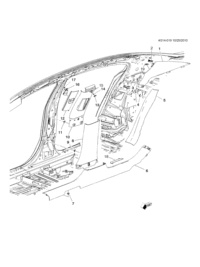 26264354-Trim, body lock striker pillar, upper (2nd design see 90871456) (1st design light titanium silver) (