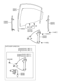 8341038101-GLASS & GRIP ASSY-RR DR LH