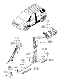 858302E200LO-TRIM ASSY-CTR PILLAR UPR LH