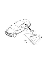 878203N000-GLASS & MOULDING ASSY-QTR/ FIX