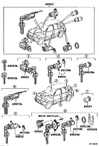 6905760330-CYLINDER & KEY SET, IGNITION SWITCH LOCK