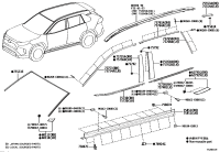 627910R040-Moulding, quarter window, upper rh