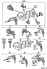 6905560240-CYLINDER & KEY SET, BACK DOOR LOCK