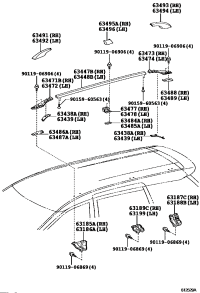 6349328020-COVER, ROOF RACK LEG, REAR RH